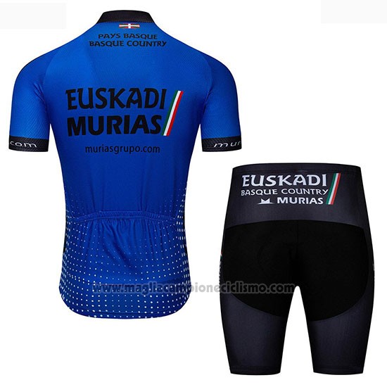 2019 Abbigliamento Ciclismo Euskadi Murias Blu Manica Corta e Salopette